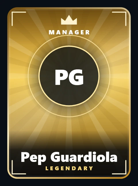 A legendary collectible manager card from the 309-card set, with a holo gold finish.